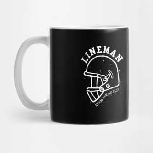 lineman serving pancakes daily foot ball helmet Mug